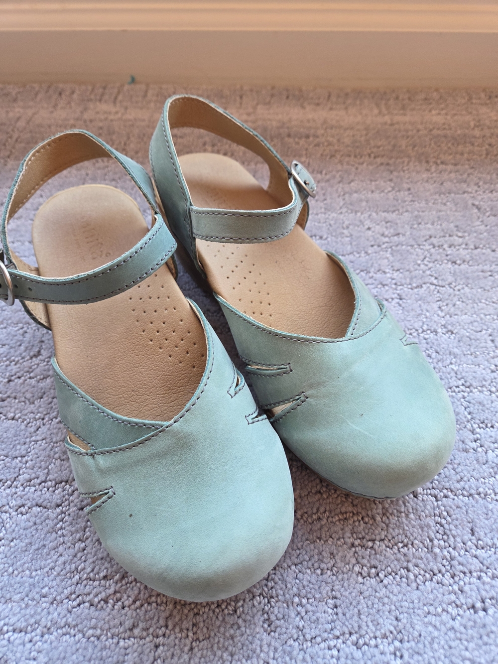 Sanita Margrethe Leather Slingback Clogs- Aqua Blue Size 39 - Picture 5 of 11
